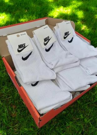 12 пар в упаковці, шкарпетки nike високі білі р. 36-41