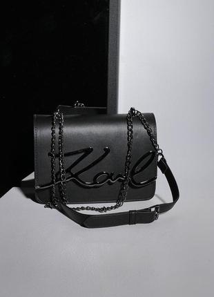 Karl lagerfeld signature shoulder bag black 23 х 15 х 6 см