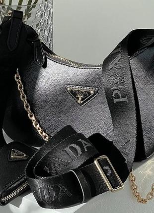 Prada re-edition 2005 black saffiano leather bag 23 х 18 х 6 см1 фото