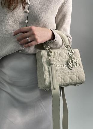 💎 christian dior latte ultramatte cannage calfskin mini lady dior beige1 фото