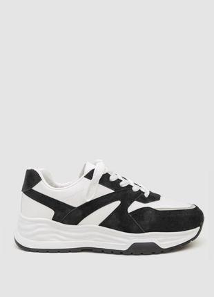 Кроссовки маломерки женские экокожа, цвет бело-черный,  размеры 38, 39 fa_009168