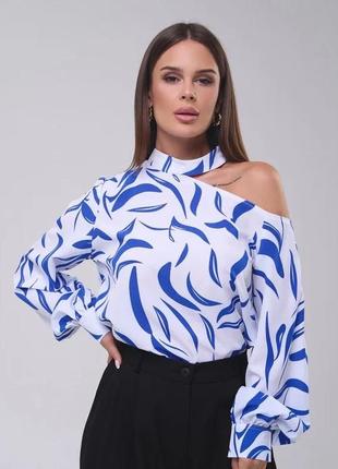 Блуза колір біло-синій розмір s fi_011078