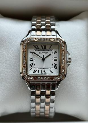 Супер хит! женские часы на браслете cartier комбинированного цвета (розовое золото)