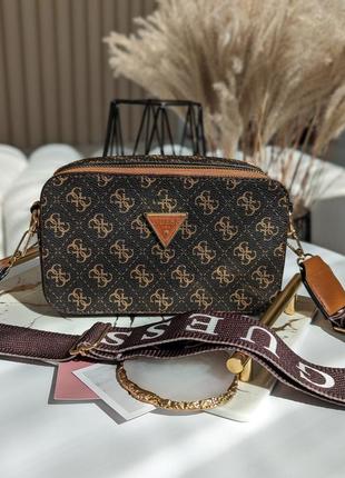 Сумка женская  коричневая  guess гесс кросс-боди
