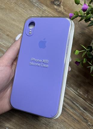 Чохол силіконовий для iphone (айфон) xr з квадратними бортами та закритою камерою silicone case, лавандовий