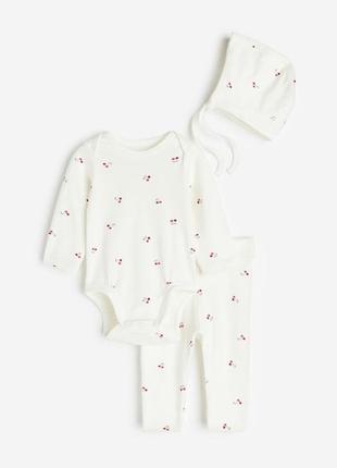 Хлопковый комплект h&m боди и штанишки для новорожденных для девочки