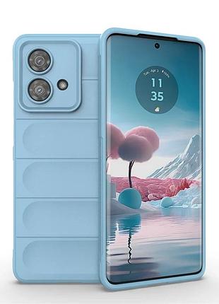 Противоударный силиконовый чехол для motorola edge 40 neo голубой микрофибра