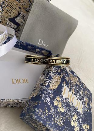 Браслет позолота черная эмаль в стиле christian dior