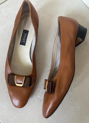 Винтажные кожаные туфли от люксового бренда bally 8/41🤎🌺