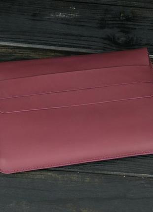 Кожаный чехол для macbook air 13" (2018-2021) дизайн №24, натуральная кожа grand, цвет бордо