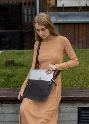 Кожаный чехол для macbook дизайн №44, натуральная винтажная кожа, цвет коричневый, оттенок шоколад