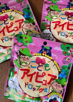 Жувальні вітаміни для зміцнення зору unimat riken pure eyes drop, 60 шт. японія