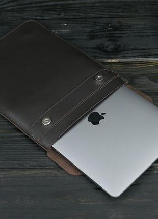 Кожаный чехол для macbook air 13" (2018-2021) дизайн №38, кожа grand, цвет  шоколад