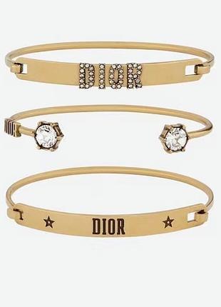 Браслет набор браслетов винтажное золото стразы в стиле christian dior полная упаковка