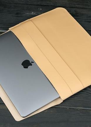 Кожаный чехол для macbook air 13" (2018-2021) дизайн №24, натуральная кожа grand, цвет бежевый