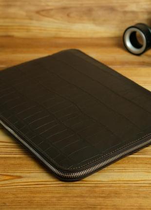 Шкіряний чохол для macbook дизайн №41, натуральна шкіра італійський краст, колір кава, тиснення №2
