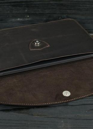 Кожаный чехол для macbook air 13" (2018-2021) дизайн №35, винтажная кожа, цвет коричневый, оттенок шоколад
