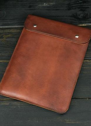 Кожаный чехол для macbook air 13" (2018-2021) дизайн №38, натуральная кожа итальянский краст, цвет  вишня