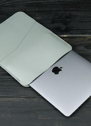 Кожаный чехол для macbook air 13" (2018-2021) дизайн №30, натуральная кожа grand, цвет серый
