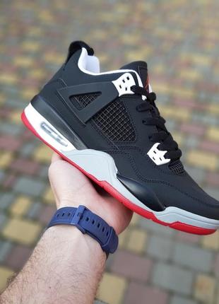 Кросівки nike air jordan 4 чорні з червоним