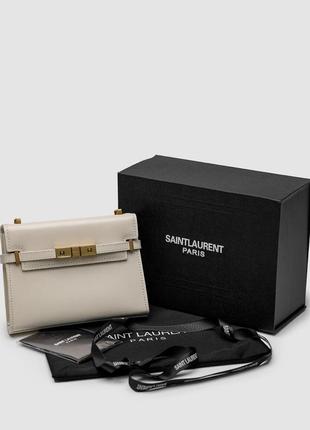 Saint laurent manhattan mini leather shoulder bag cream3 фото