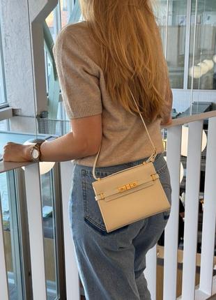 Saint laurent manhattan mini leather shoulder bag cream9 фото