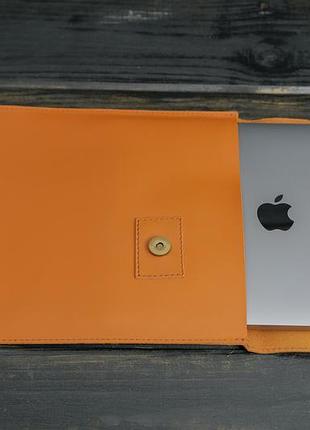 Кожаный чехол для macbook air 13" (2018-2021) дизайн №21, натуральная кожа grand, цвет янтарь