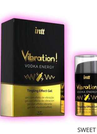 Жидкий вибратор intt vibration vodka (15 мл), густой гель, очень вкусный, действует до 30 минут