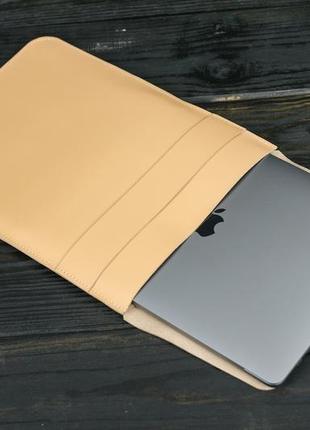 Шкіряний чохол для macbookair 13" (2018-2021) дизайн №25, натуральна шкіра grand, колір бежевий