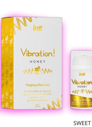 Жидкий вибратор intt vibration honey (15 мл), густой гель, очень вкусный, действует до 30 мин