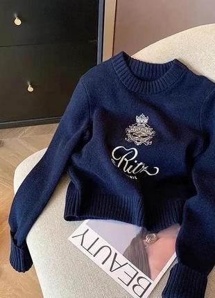 Кашемировый женский свитер джемпер пуловер в стиле ritz paris