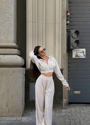 Женский комфортный спортивный велюровый костюм