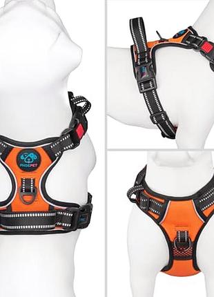 Шлейка для вигулу собак phoepet m розмір зі світловідбивним жилетом