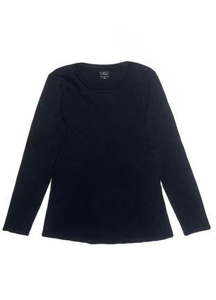 Женский базовый хлопковый черный лонгслив в размере m фирмы marks & spencer