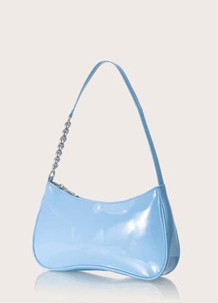 Женская сумка t-047 багет лаковая голубая