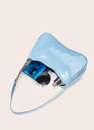 Женская сумка t-047 багет лаковая голубая