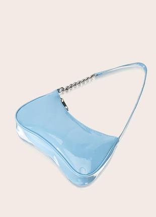 Женская сумка t-047 багет лаковая голубая