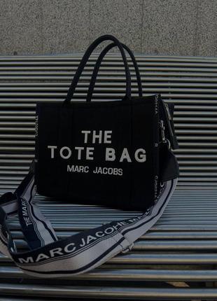 Черная сумка шоппер 33×26 в стиле marc jacobs tote bag текстиль