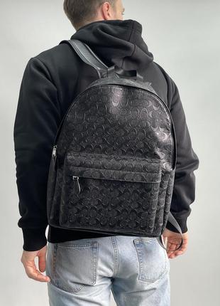 💎 coach charter backpack in signature leather black 31 х 39 х 15 см