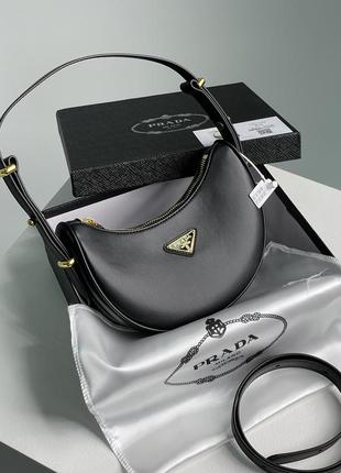 💎 prada arque leather shoulder bag black 22.5 х 12 х 7 см
