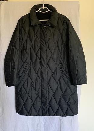 Демісезонне чорне стьобане пальто-пуховик (розмір 42/14-44/16)
