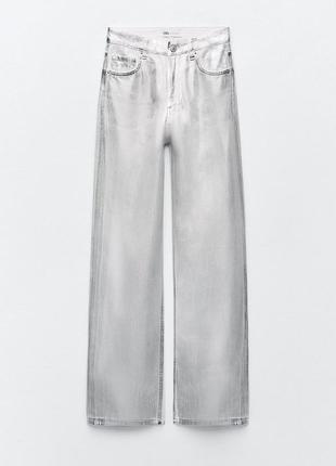Шикарные джинсы металлик zara wide legg3 фото