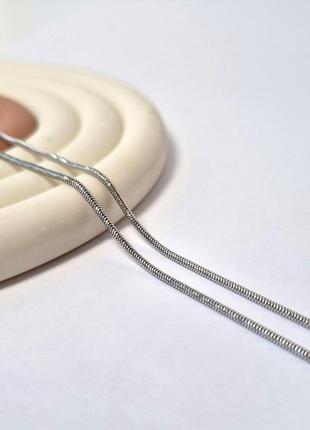 Серебряная цепочка круглая цепь снейк с насечками 50 см серебро 925 проба родированное 3.70г 933р2/50
