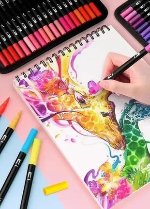 Профессиональный набор двусторонних акварельных маркеров, 48 шт - художественные...