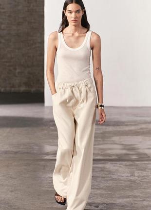 Стильные базовые коттоновые брюки джинсы zara