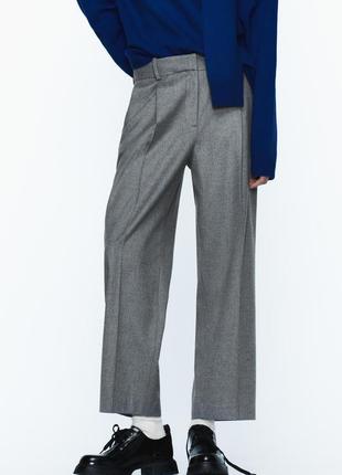 Фланельні штани прямого крою зборочками zara
