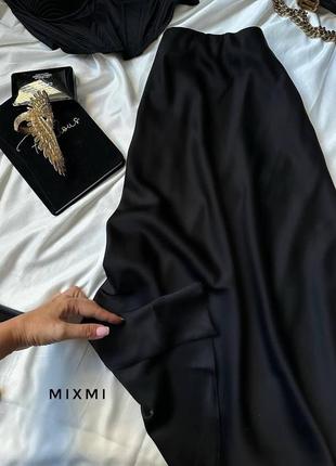 Атласная шелковая сатиновая миди юбка в стиле zara