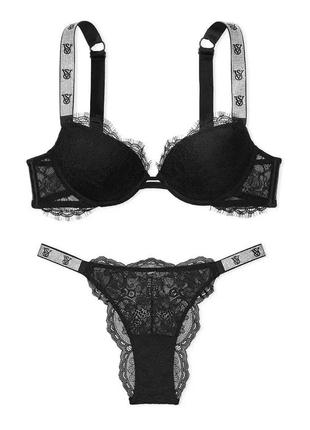 Комплект victoria’s secret со стразами набор черный кружевной виктория секрет пуш ап