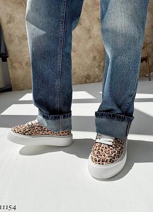 Кросівки кеди текстиль леопардові леопард на високій підошві платформі танкетці масивній