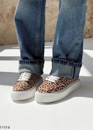 Кросівки кеди текстиль леопардові леопард на високій підошві платформі танкетці масивній
